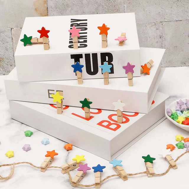 50 un. clips de madera coloridos ornamentales antidesvanecimiento lindos clips de madera de recuerdo estrella