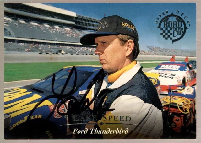 Lake Speed Nascar On Card Auto Sp 1996 Upper Deck Road To The Cup Autograph