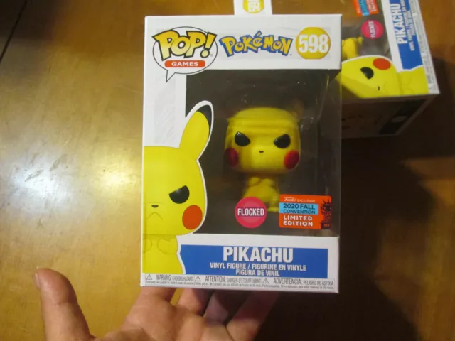Funko Pop Pokemon Pikachu Flocked # 598 Nycc 2020 Shared Fall Convention