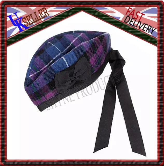 Pride Of Scotland Tartan 100% Wool Glengarry Hat Scottish Highland Wear