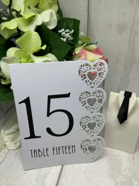 Table Numbers, laser cut heart design numbers 1-15, colour choice, weddings etc