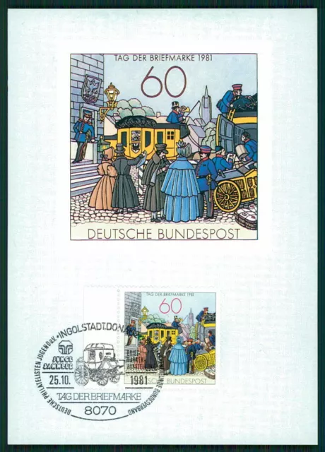 BRD MK 1981 TAG DER MARKE POSTBOTE KUTSCHE PFERDE INGOLSTADT MAXIMUMKARTE eu26