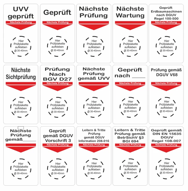 Adesivi Per Prossima Ispezione UVV | Prüfplaketten 20mm O 30mm | Sicurezza Sul Lavoro