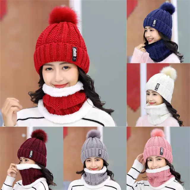 Ladies Womens Winter Beanie Bobble Hat Warm Fleece Liner Large Faux Fur Pom Pom