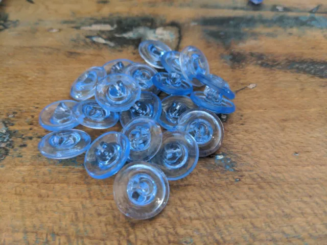 ♥Nr. 6- 12 Stück tolle alte Glasknöpfe blau transparent DM 18 mm♥