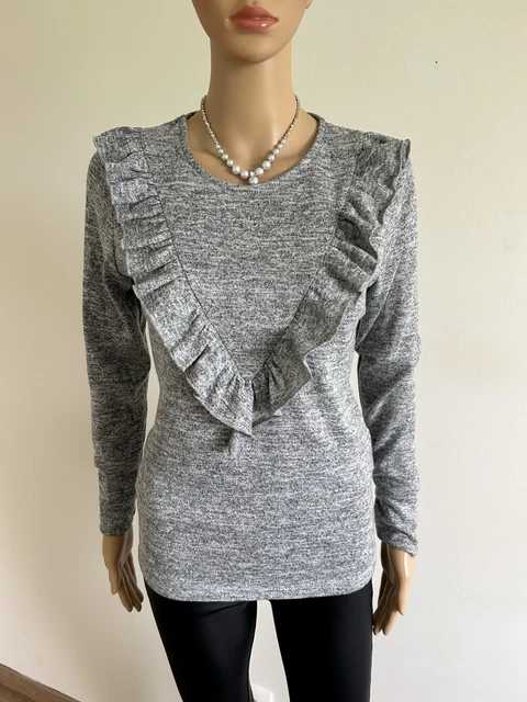 Pull fin gris neuf Talia Benson taille unique avec mohair et laine (sm3