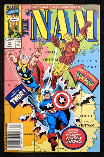 The 'Nam #41 Newsstand The Avengers in Vietnam!! Marvel 1986 John Romita Cover