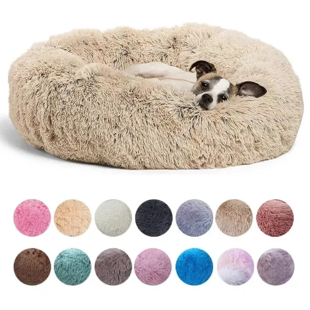 Lit Rond en Peluche pour Animal  lit pour grand chien pour chat long moyen