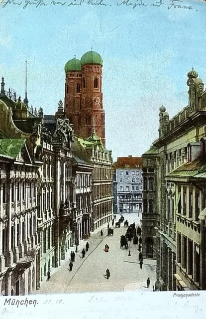 AK München Promenadestrasse Promenadeplatz Frauenkirche 1907 Postkarte Antik