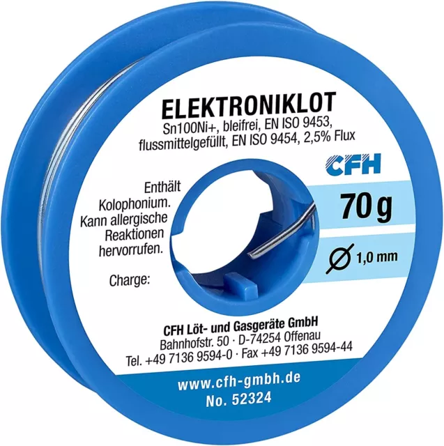 CFH Elektroniklot bleifrei 70g flussmittelgefüllt Feinlötungen Elektronik EL 324