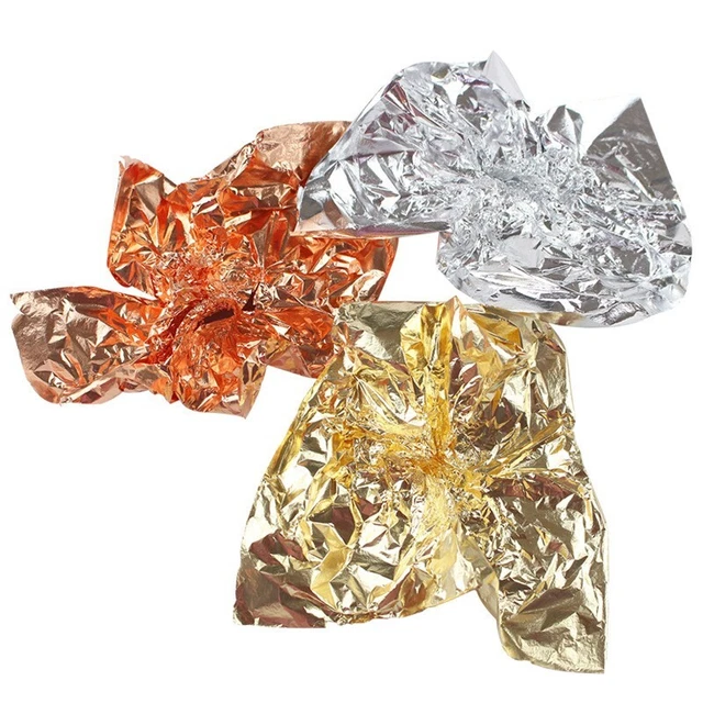 100 hojas imitación oro plata cobre lámina papel dorado Craft Decor