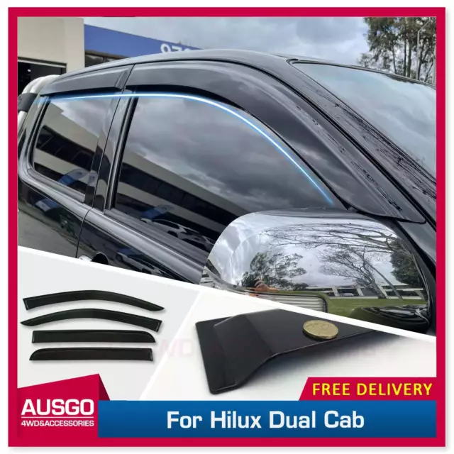 AUSGO Injection Weather Shields for Toyota Hilux Dual Cab 2005-2015