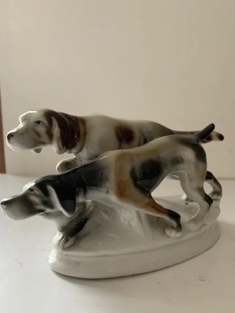 Scheidig Gräfenthal 2 Hunde Porzellanfigur