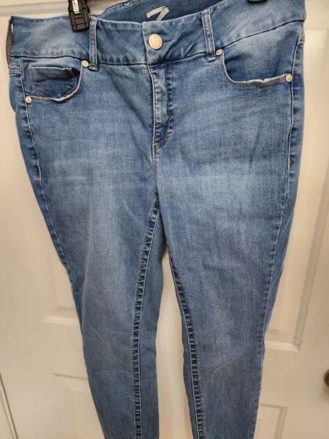 Seven7 Jeans Women's Size 14W Blue Denim Tummyless High Rise Skinny Dark Wash