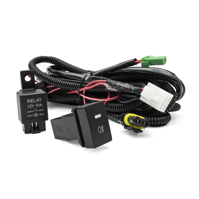 H8 H11 LED Fog Lights Wiring Harness Indicator Switch Relay Set 40A For Toyota