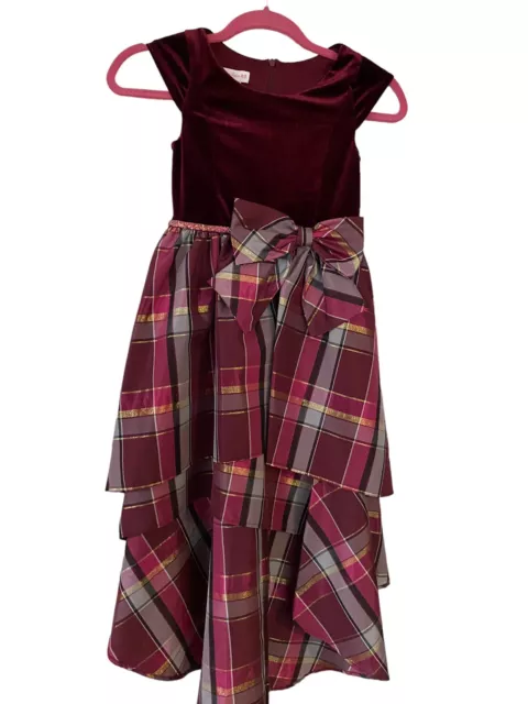 Bonnie Jean Big Girls Short Sleeve Fit + Flare Dress Color Burgundy Size 8 Euc 2