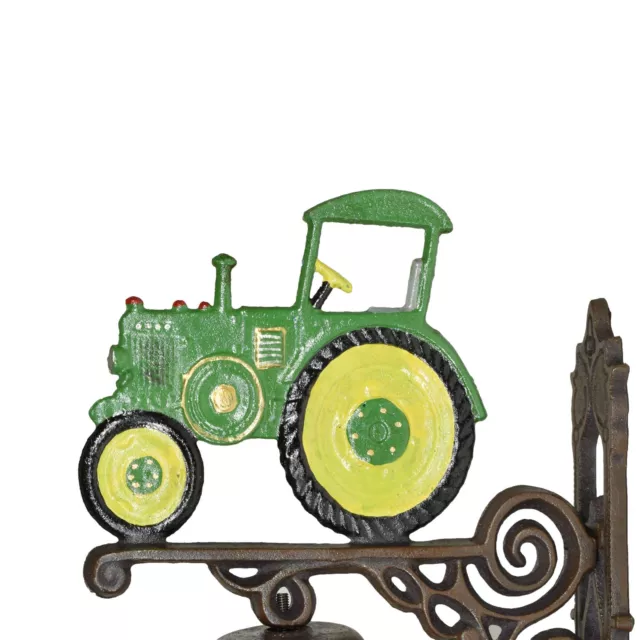 Green Tractor Farm Bell Cast Iron Sign Plaque Door Wall Fence Gate Post House 2