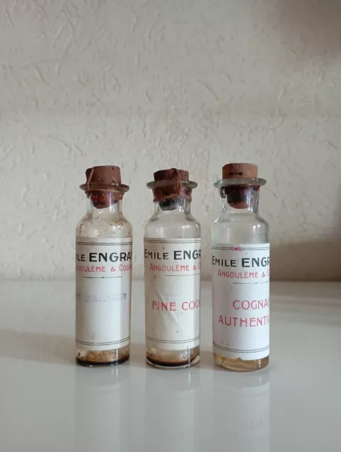 3 very old mini bottles cognac Engrand