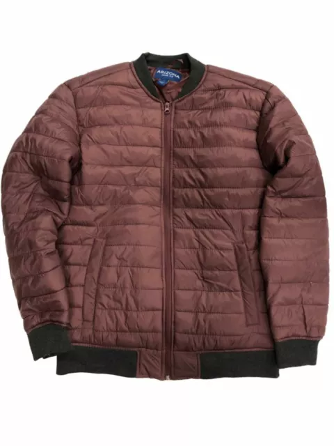 Arizona Mens Plum & Gray Lightweight Quilted Bubble Puffer Jacket Coat