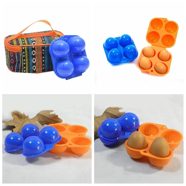 Outdoor camping portable egg box plastic 2 grid egg tray picnic barbecue egg sto