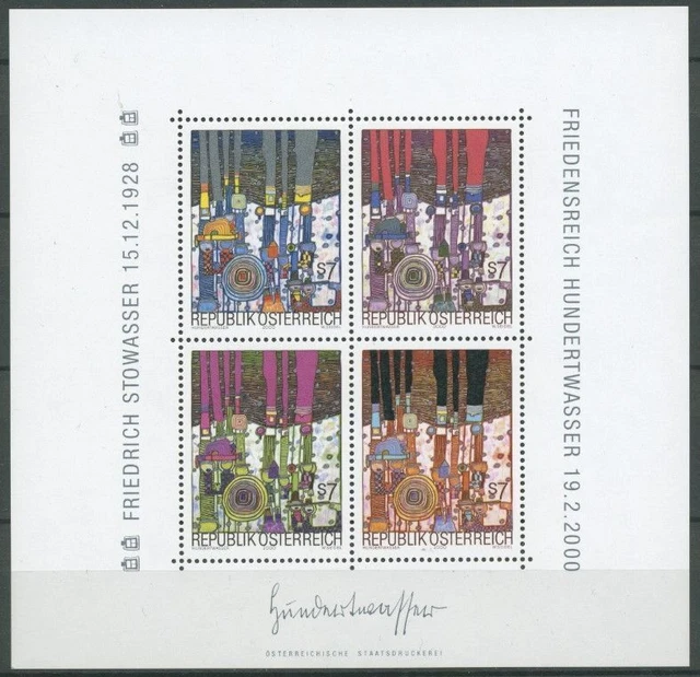 Österreich 2000 Friedensreich Hundertwasser Block 15 postfrisch (C16484)
