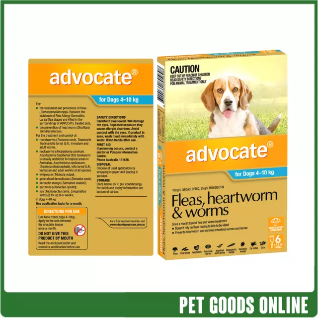 Advocate Dog 4-10Kg Medium Aqua 6 Pack