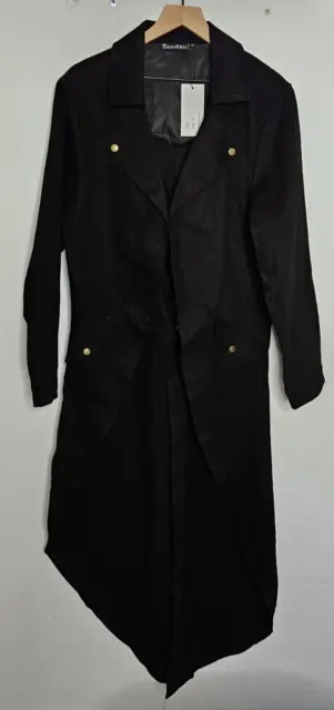 NWT DarcChic Mens Gothic Tailcoat Jacket Black Steampunk Victorian Denim XL Coat