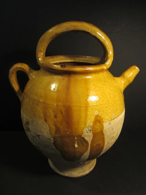 ANCIENNE POTERIE CRUCHE EAU TERRE CUITE VERNISSEE(pichet/jarre/gargoulette/orjol
