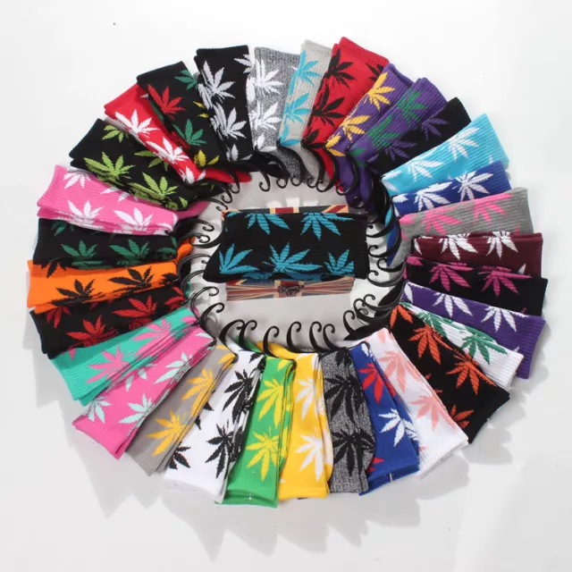 Mens Cotton Socks Funny Fashion Marijuana Leaf Casual Long Weed Dress Socks 7-12