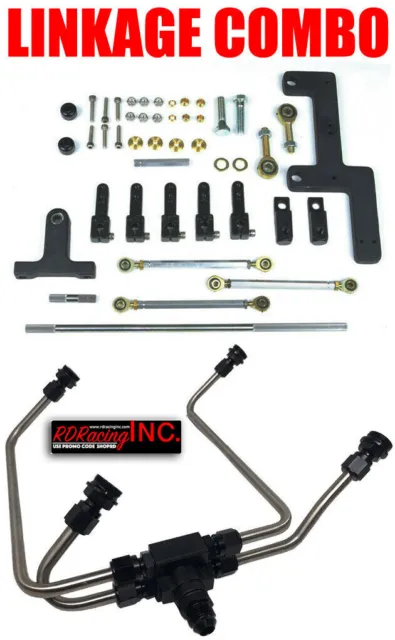 Enderle Dual Fuel Line 4150 Line Kit Holley Blower Carbs 40363M Linkage Combo