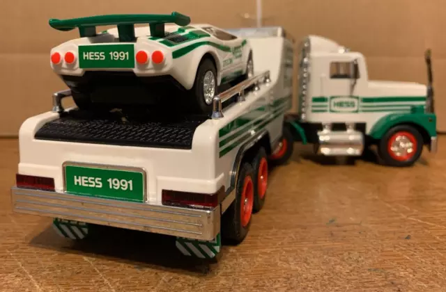 Hess 1991 Toy Truck and Racer  w/ Lights, Friction Motor Racer Car  original box 3