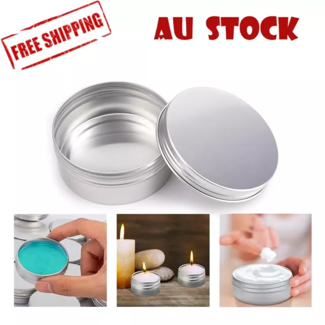 Aluminium Empty Cosmetic Pot Lip Balm Jar Silver Tin Container Box Containers AU