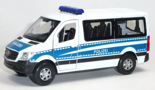 Mercedes Benz SPRINTER Polizei Sammlermodell ca. 12 cm weiß / blau Neuware WELLY