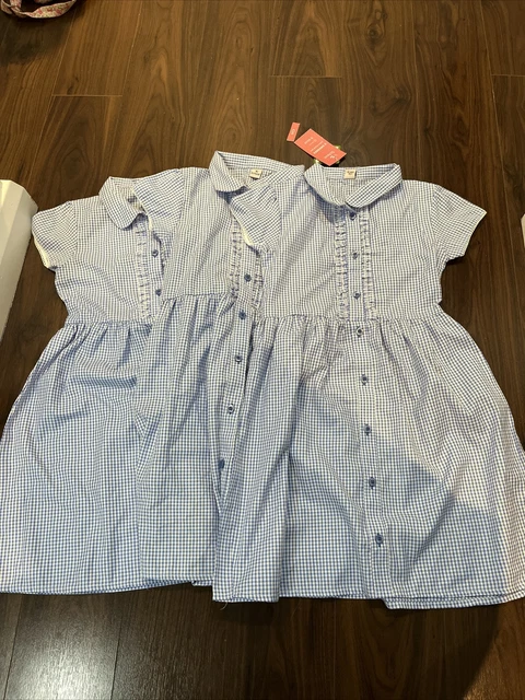 Girls 3x new Tu blue gingham summer school dresses. BNWT. Age 10 years