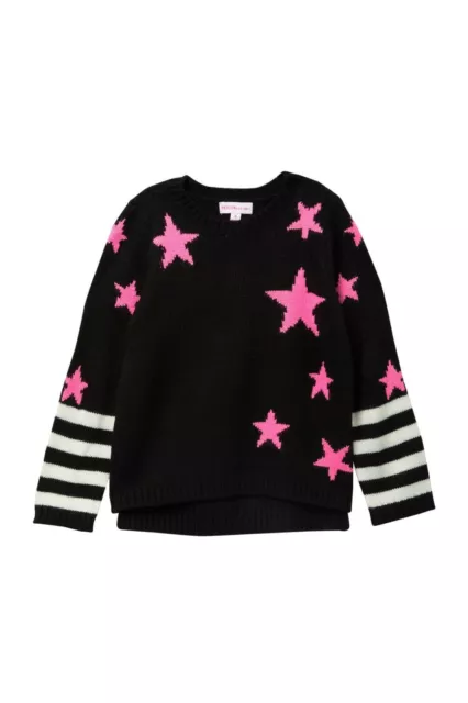 Design History Girls 5 Star Graphic Crew Neck Knit Long Sleeve Pullover Sweater