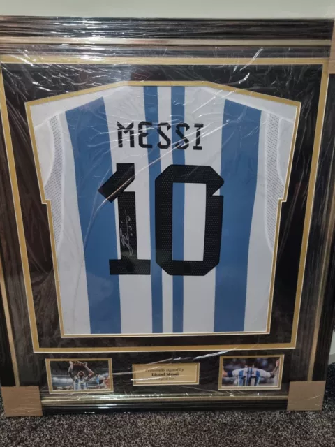 Lionel Messi Signed Argentina World Cup 2022 Shirt Framed COA  (Large Frame)