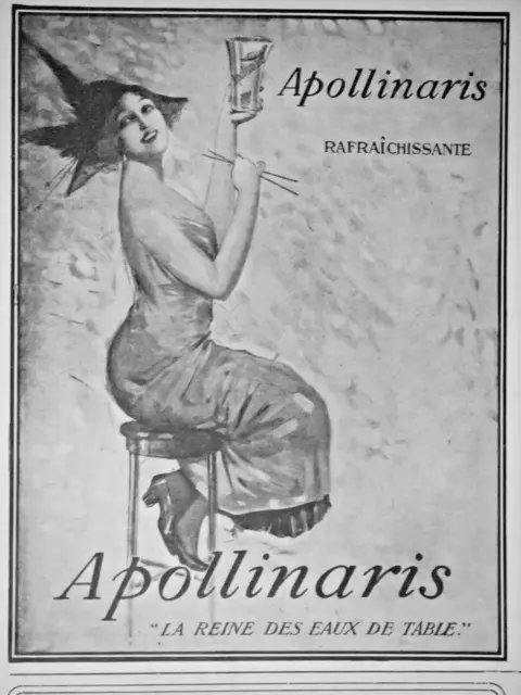 Publicité De Presse 1913 Apollinaris La Reine Des Eaux De Table Rafraichissante