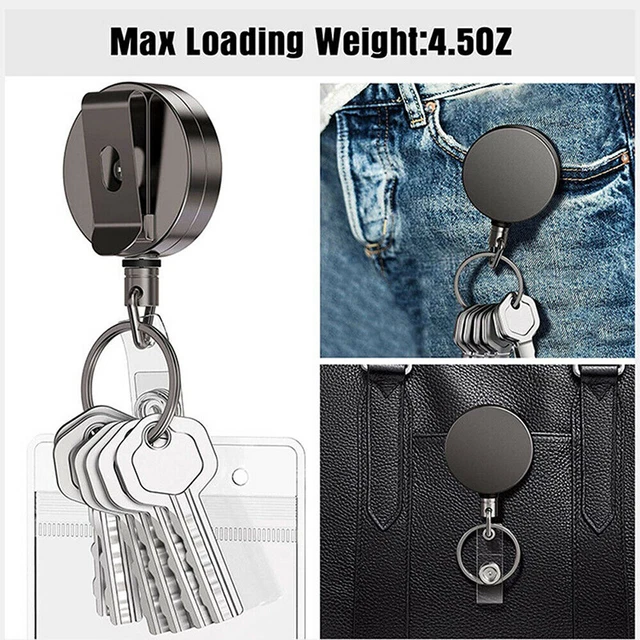 Heavy Duty Key Chain Pull Ring Retractable Recoil Keyring Wire Rope Key Holder