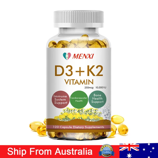 Vitamin K2 (MK7) with D3 10000 IU Supplement, BioPerine Capsules, Immune Health
