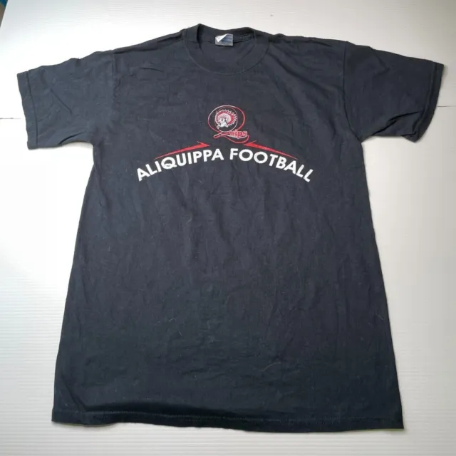 Gildan Alquippa Football Logo T Shirt Mens Size M Black Casual Style Sports Fit