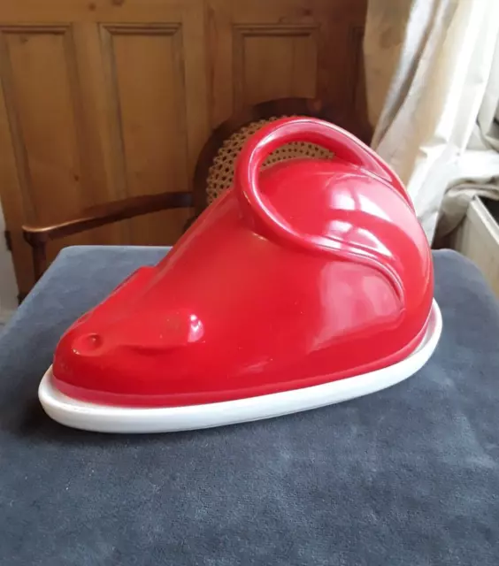 Retro Italian Bellini Red Mouse Shaped Ceramic Covered Cheese Dish Retro Vintage