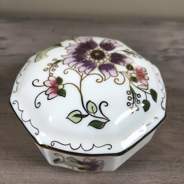 Vintage Zsolnay Hungary Porcelain Lidded Trinket Box Handpainted Numbered