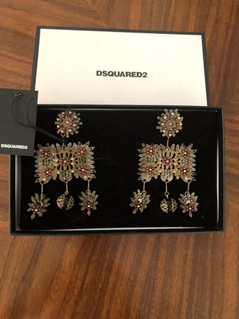 New DSQUARED2 Bronze And Bead Hanging Earrings.