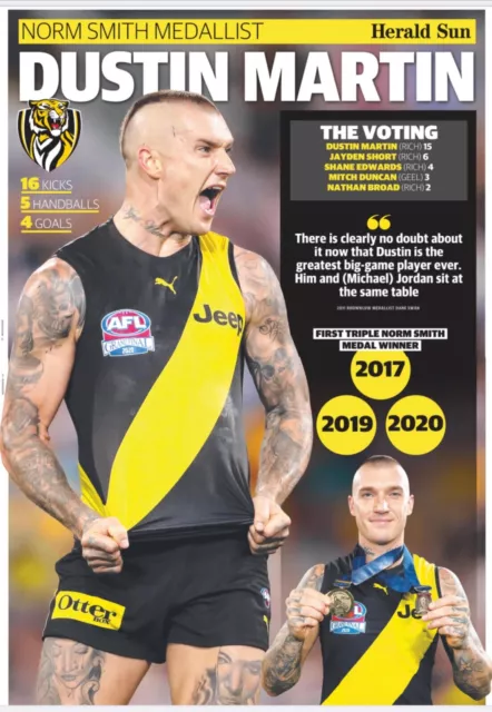 Richmond tigers AFL football premiers team poster, Geelong cats, Dustin Martin 1