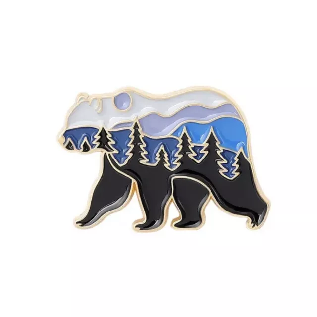 Nature Bear Enamel Pin Badge Trees Adventure Mountain Gift