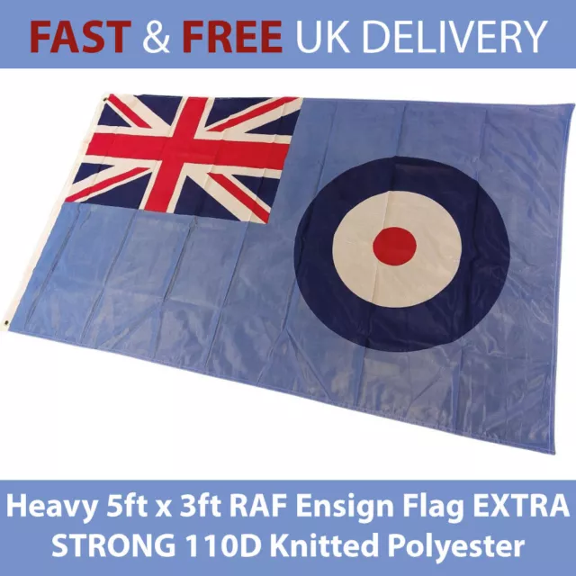 Heavy 5ft x 3ft RAF Ensign Flag EXTRA STRONG 110D Knitted Polyester