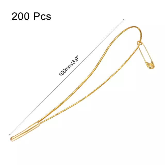 Polyester Hang Tag String Tag Fasteners,Clothing with Pin Gold Tone 200 pcs 2