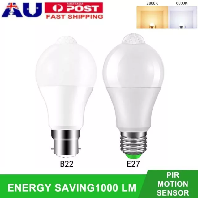 E27/B22 12W LED Bulb Globe Lamp PIR Motion Sensor Light Energy Saving Warm White