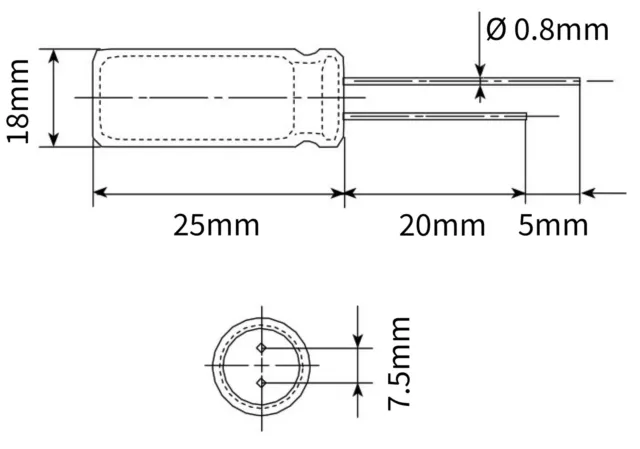 Condensateur chimique électrolytique 47µF 47uF 450V radial 105°C THT 3