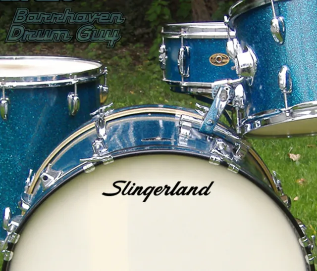 Slingerland, 60s Vintage, Repro Logo - Adhesive Vinyl Decal, for Bass Drum Head